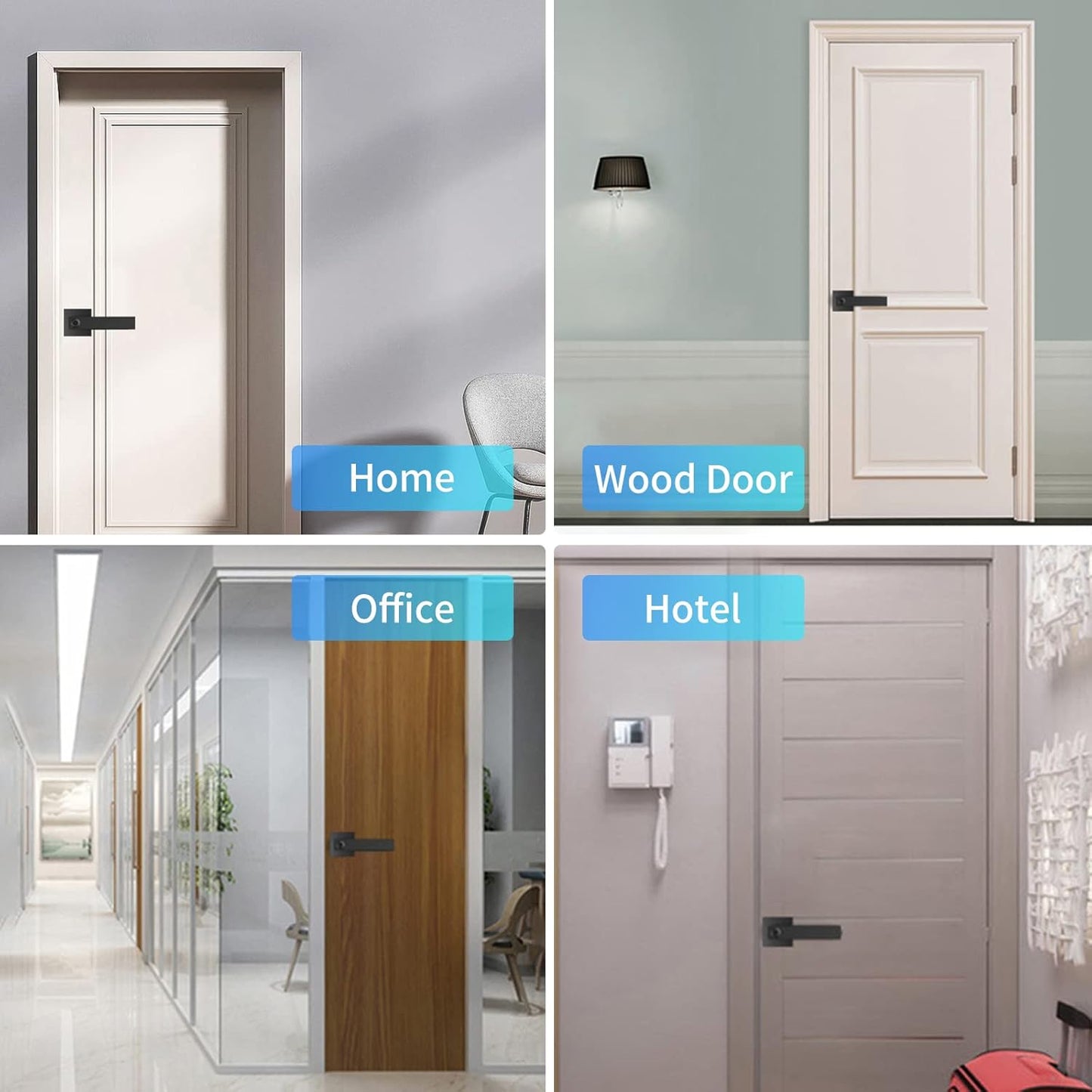 Frendorf | Smart Fingeravtrykksdørhåndtaklås med nøkkeltilgang og 30 brukerkapasitet – Nivora