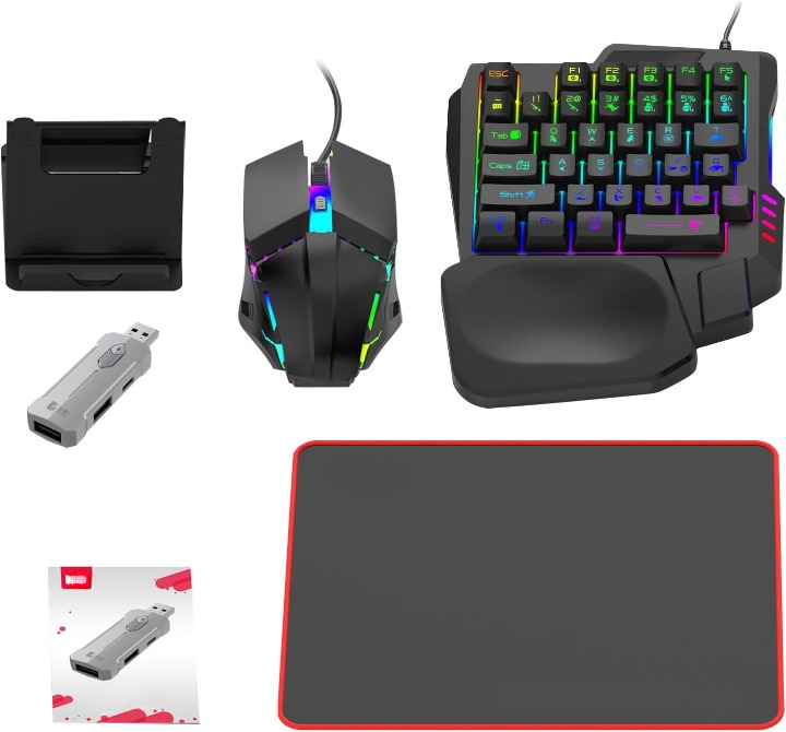 Norvo | RGB Gaming Tastatur og Mus Combo – Ergonomisk Kontroller Adapter Sett – Zyvorn