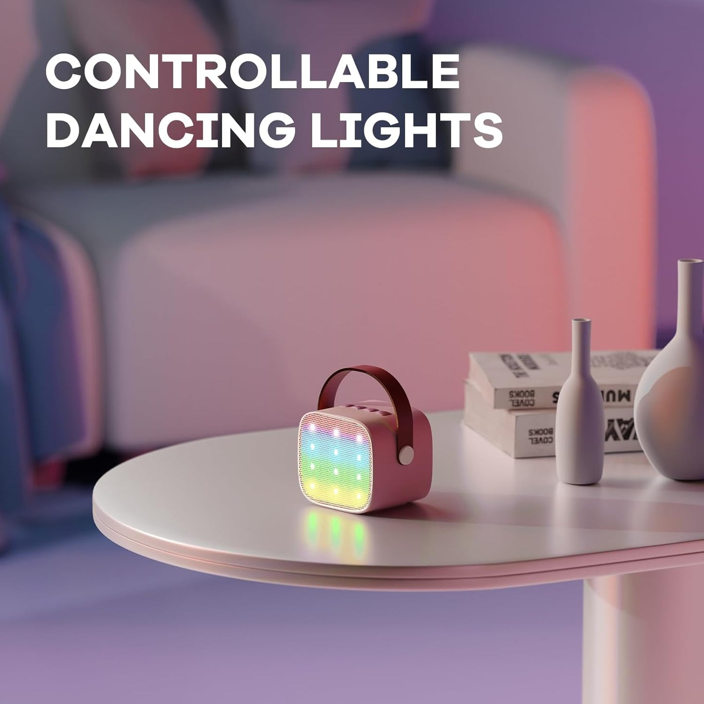 Norvo | Bærbar Mini Karaoke-maskin med Bluetooth-høyttaler og 2 trådløse mikrofoner – Veylo