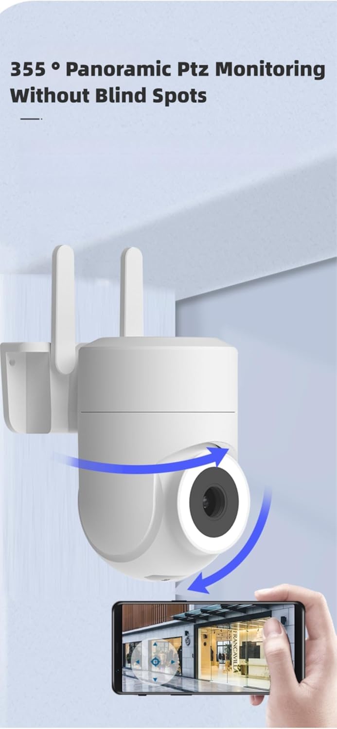 Frendorf | Utendørs- og Innendørs Sikkerhetskamera 2K 355° Utsikt med Natt-syn