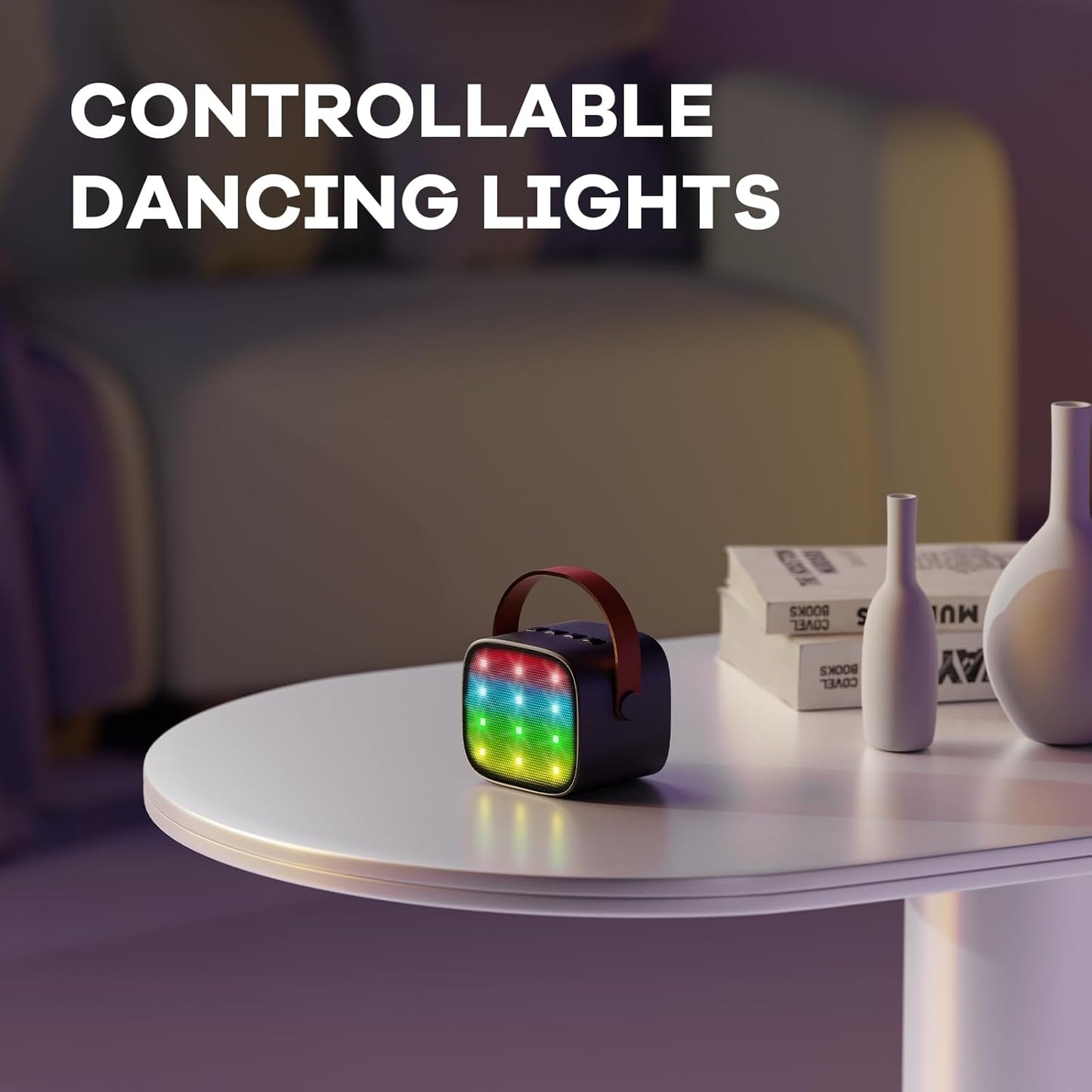 Norvo | Bærbar Mini Karaoke-maskin med Bluetooth-høyttaler og 2 trådløse mikrofoner – Veylo