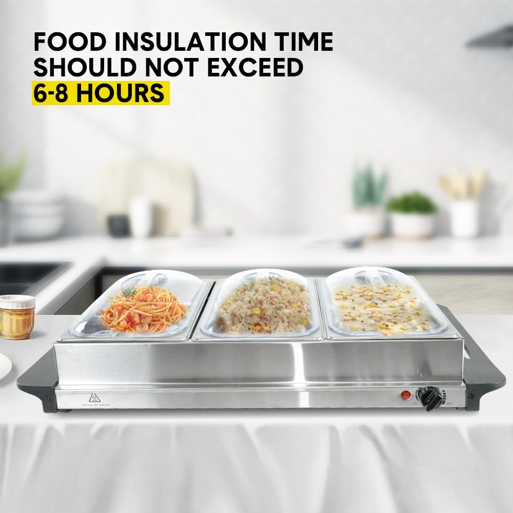 Norvo | Elektrisk Buffet Matvarmer med 3 × 2,5L Fat & Temperaturkontroll – Valtero