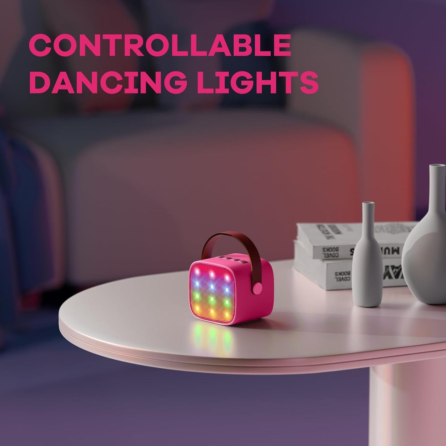 Norvo | Bærbar Mini Karaoke-maskin med Bluetooth-høyttaler og 2 trådløse mikrofoner – Veylo