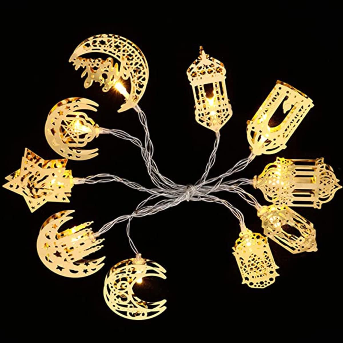 Norvo | Fargerik LED Lyssnor – Dekorative Lys med Måne og Lanternemotiver for Hjem og Hage