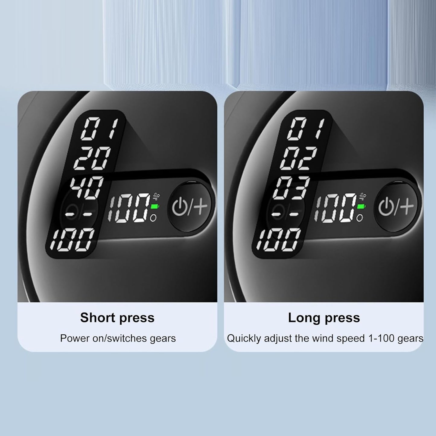 Norvo | Oppladbar klipsvifte for barnevogn med nattlys 100 hastigheter