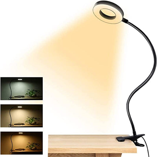 Norvo | Clip-on lys - Lese lampe med 48 LED-lamper, 3 fargemoduser og 10 lysstyrkenivåer, øyebeskyttelse og fleksibel gåsnek