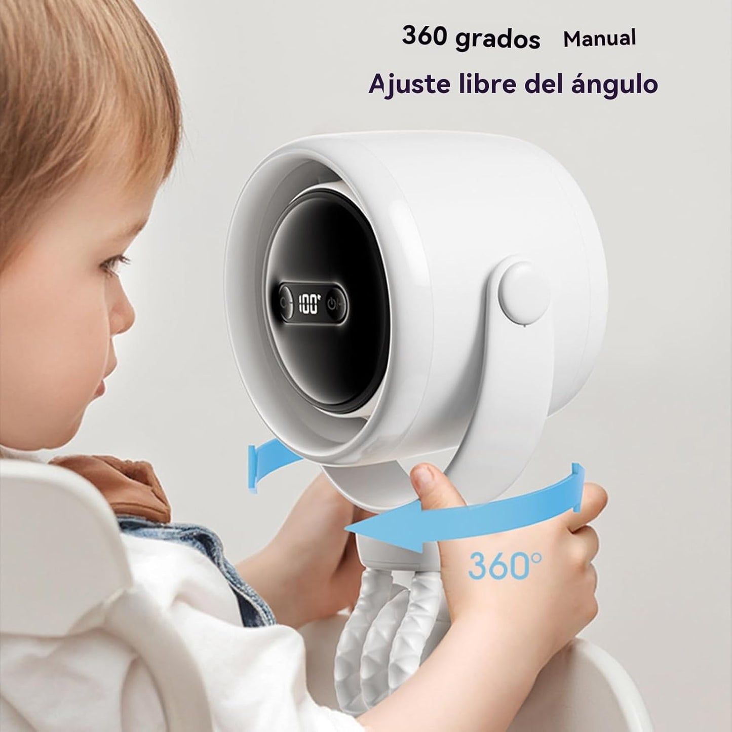 Norvo | Oppladbar klipsvifte for barnevogn med nattlys 100 hastigheter