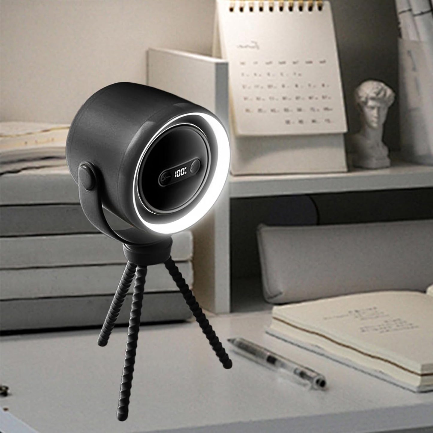 Norvo | Oppladbar klipsvifte for barnevogn med nattlys 100 hastigheter