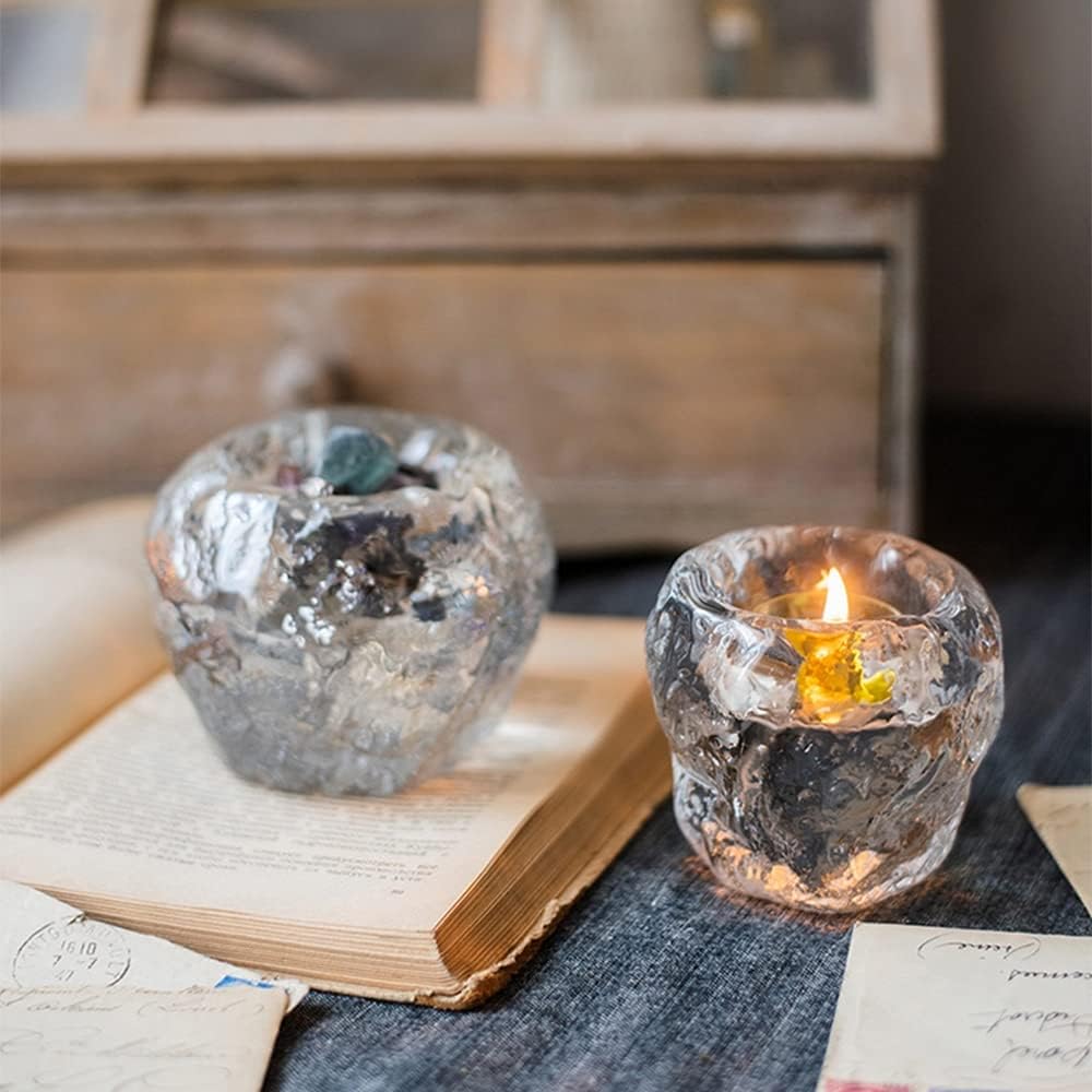 Norvo | Glass Tealight Holder – Dekorativt Lysestake laget av Klart Glass for Koselig Belysning
