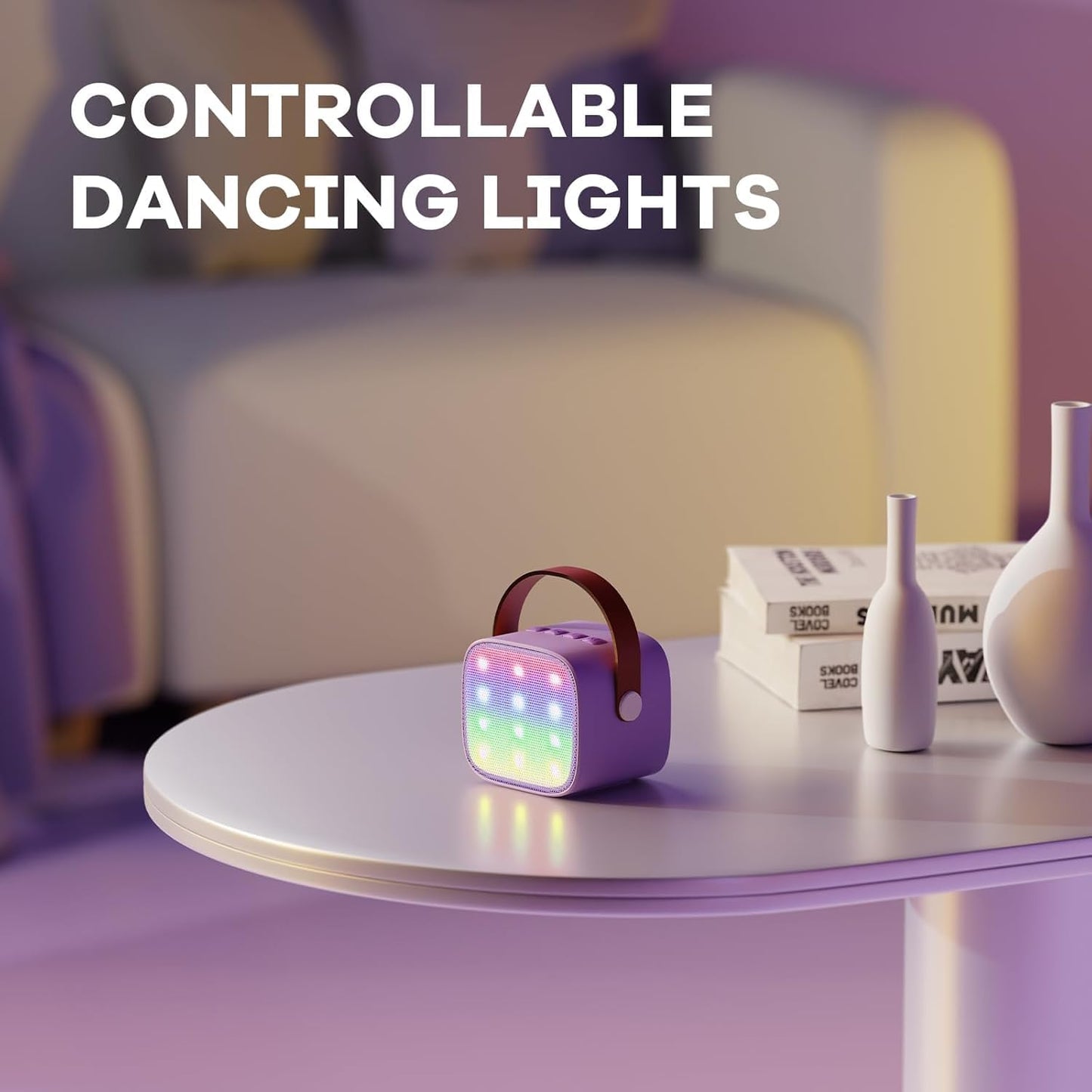 Norvo | Bærbar Mini Karaoke-maskin med Bluetooth-høyttaler og 2 trådløse mikrofoner – Veylo