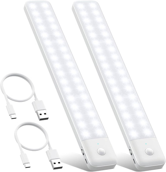 Norvo | Qtshine 80Led Bevegelsessensor Under Skap Lys, Usb C Oppladbar, 12.6&quot; Batteridrevet, Hvit