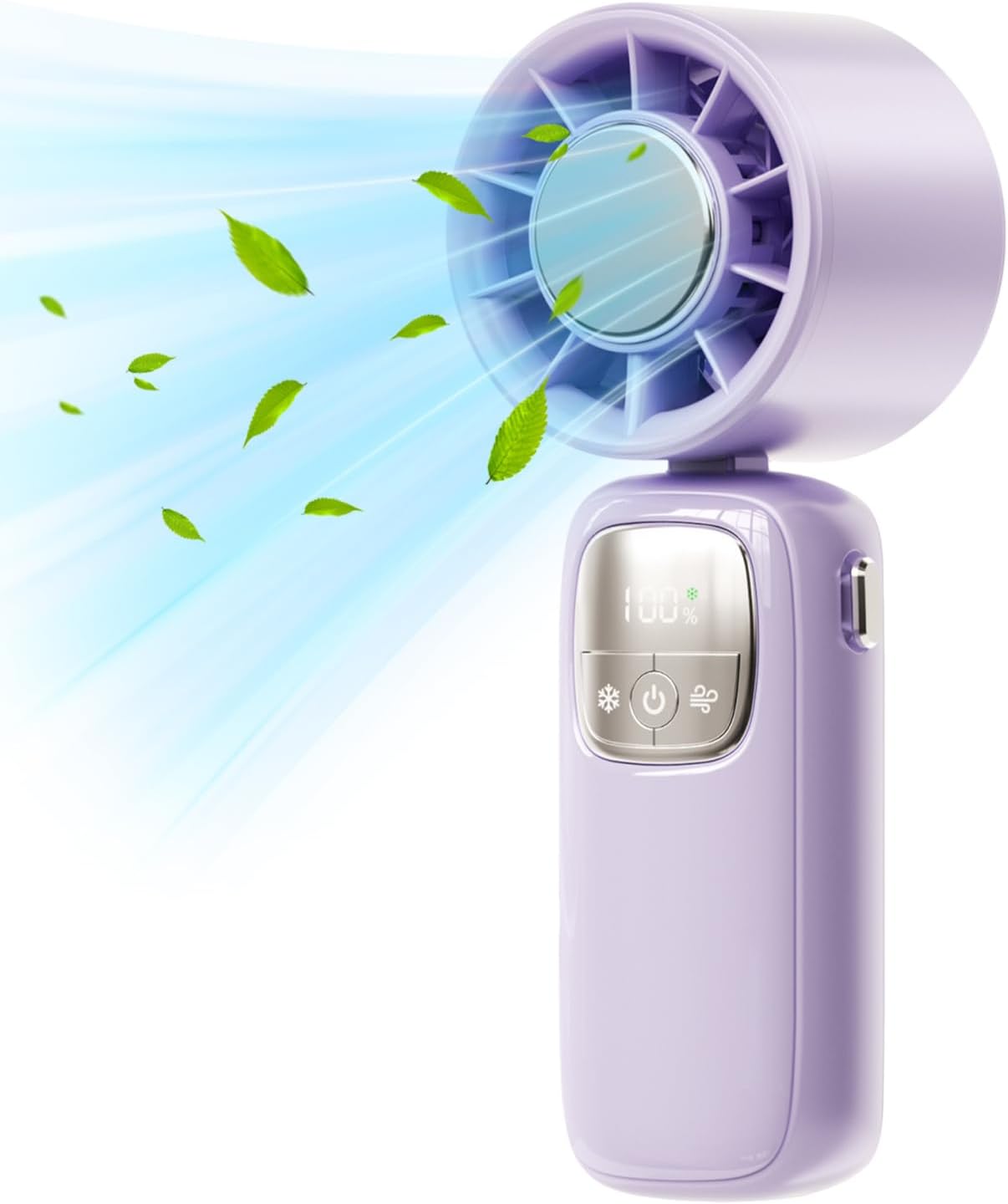 Norvo | Bærbar sammenleggbar håndholdt vifte med LED-skjerm 100 hastigheter