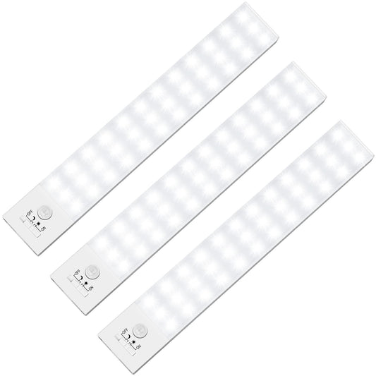 Norvo | Alivation 36 Led Klesskap Lys Bevegelsessensor Batteridrevne Led Lys, Under Benk Belysning, Bevegelsessensor Lys Innendørs, Trådløse Lys, 1500Mah Oppladbare Batteridrevne Lys (3 Pakke)