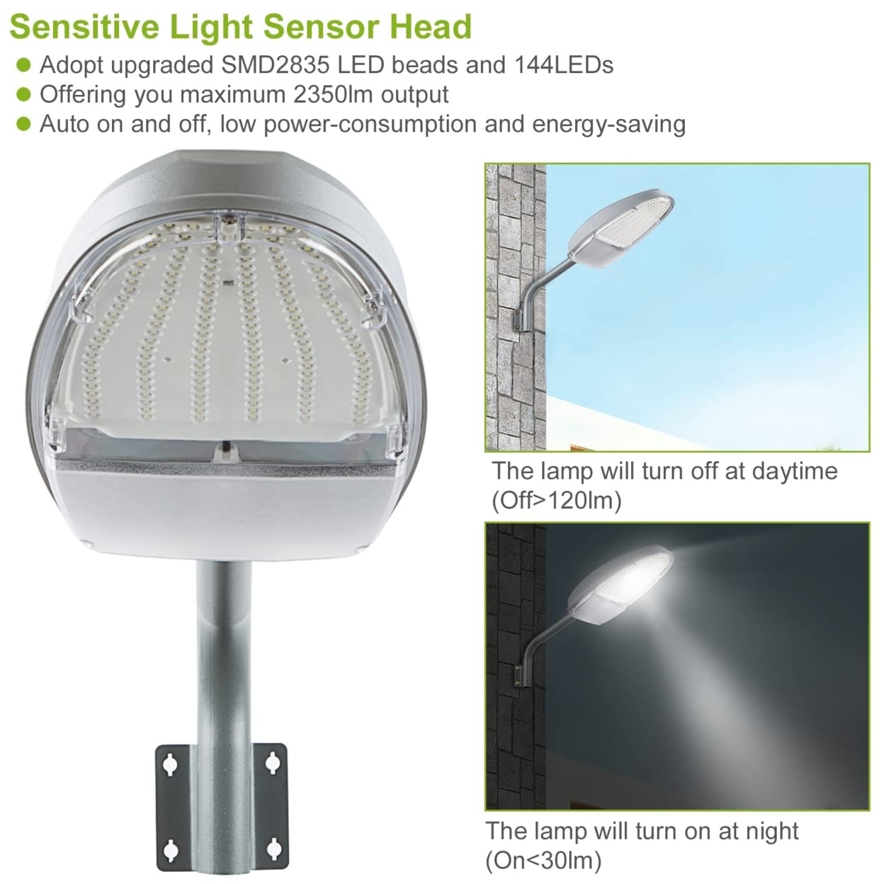 Norvo | Kocaso Veggpakke Led-lamper 144 Leds Med Fotocelle Sensor - Ip65 Vanntett Utendørs Lampe