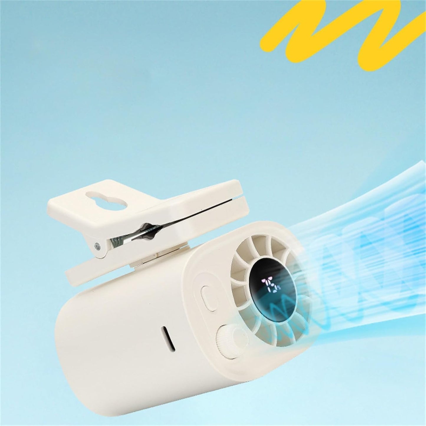 Norvo | Bærbar bilklipsvifte – 360° roterende USB-oppladbar mini-vifte med klemme