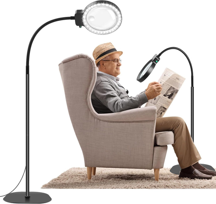 Norvo | Full-sides forstørrelsesglass med LED-lys – Håndfri lesehjelp for bøker, håndverk og hobbyer