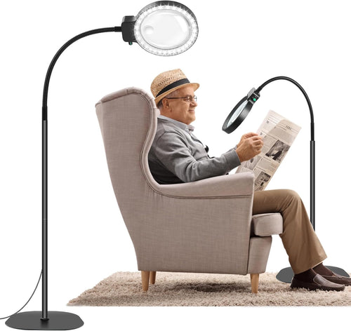 Norvo | Full-sides forstørrelsesglass med LED-lys – Håndfri lesehjelp for bøker, håndverk og hobbyer