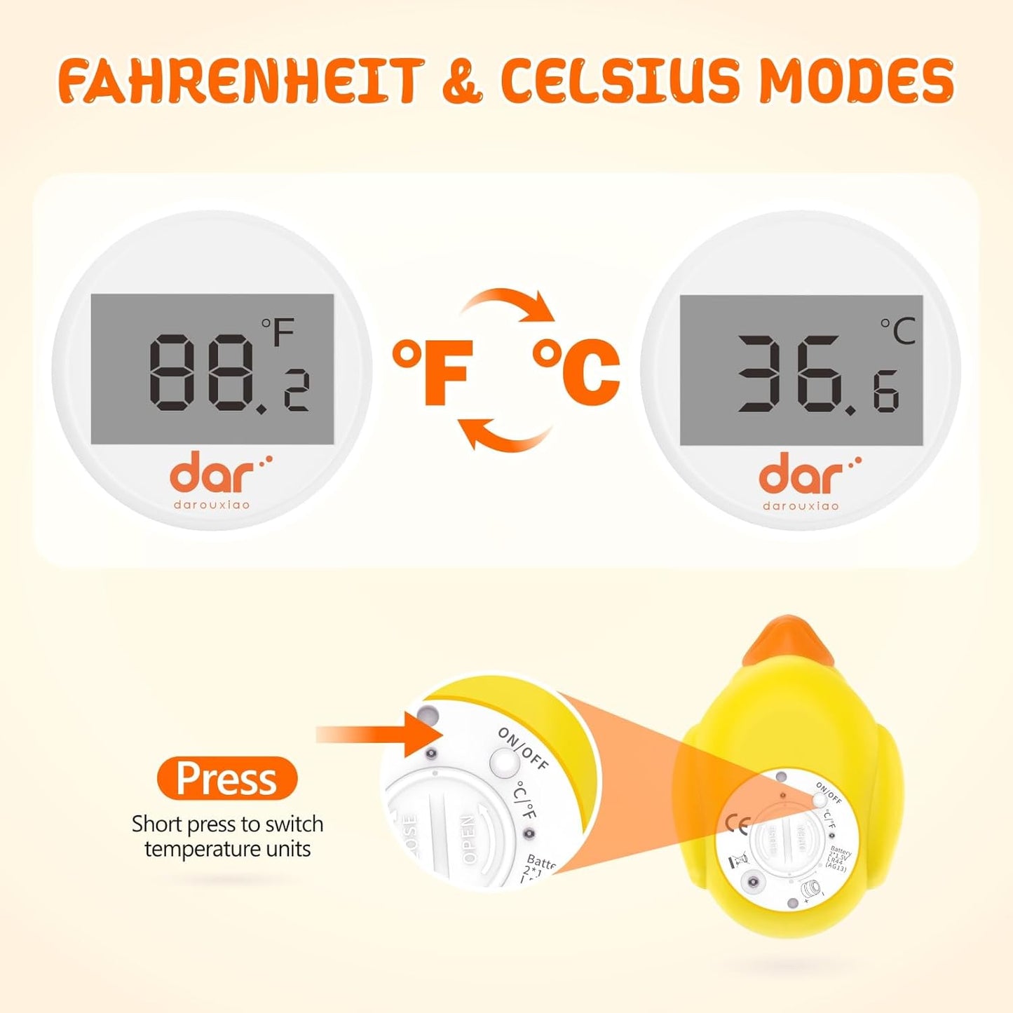 Norvo | AquaSafe Baby Badetermometer – Digital Skjerm med 3 Farger og Temperatur Advarsel