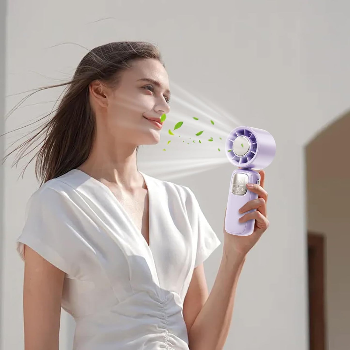 Norvo | Bærbar sammenleggbar håndholdt vifte med LED-skjerm 100 hastigheter