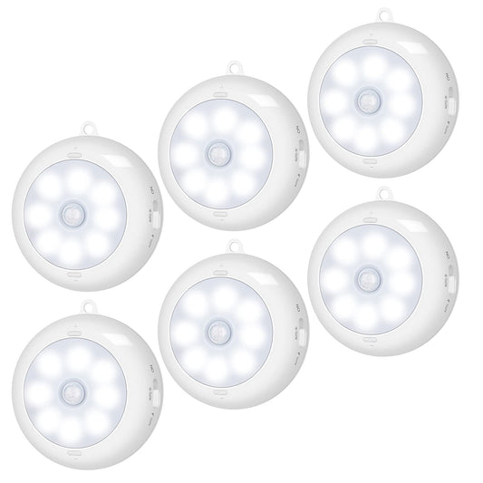 Norvo | Alivation Bevegelsessensor Led Kleshengerlys, Dimmbar Batteridrevne Puck Lys, 6 Pakke