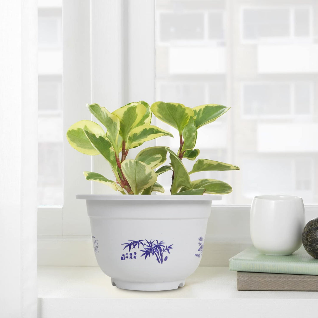 Norvo | Plastblomsterkrukke med bambusmotiv – Elegant planter for balkong og hage