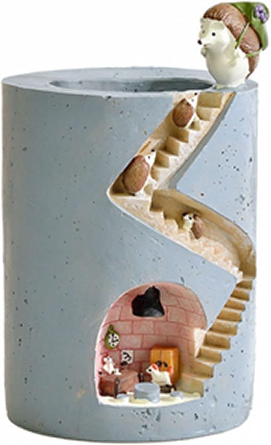 Norvo | Decorative plant pot with hedgehog and rabbit miniature – Creative staircase design for plants
