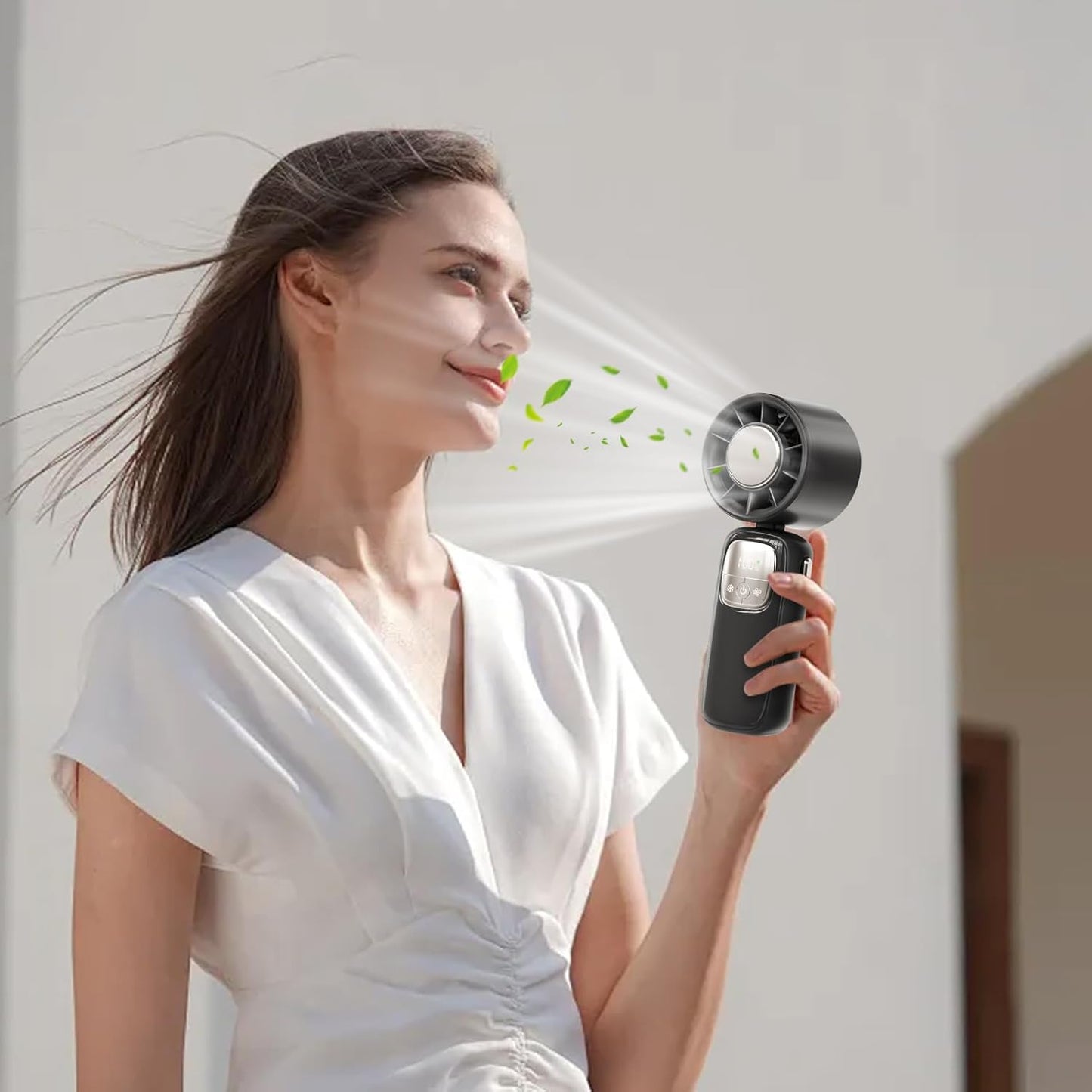 Norvo | Bærbar sammenleggbar håndholdt vifte med LED-skjerm 100 hastigheter