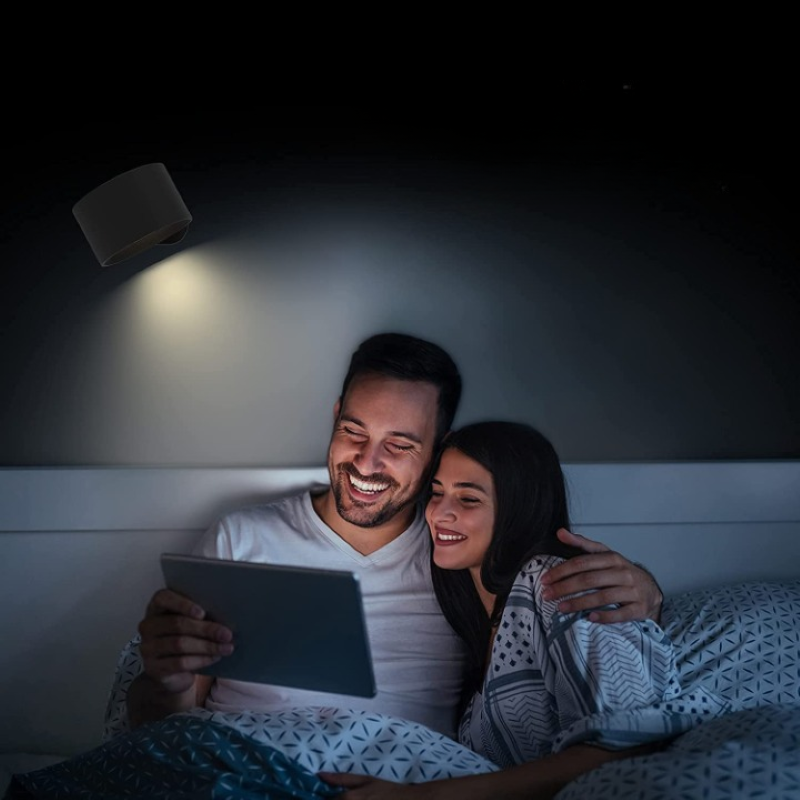 Norvo | LED Vegglamper, Veggmonterte Lamper med Oppladbart Batteri, 3 Fargetemperaturer & 3 Lysstyrkenivåer, 360° Rotérbar Magnetisk Kugle, Trådløse Vegglamper for Studie, Lesing, Nattbord