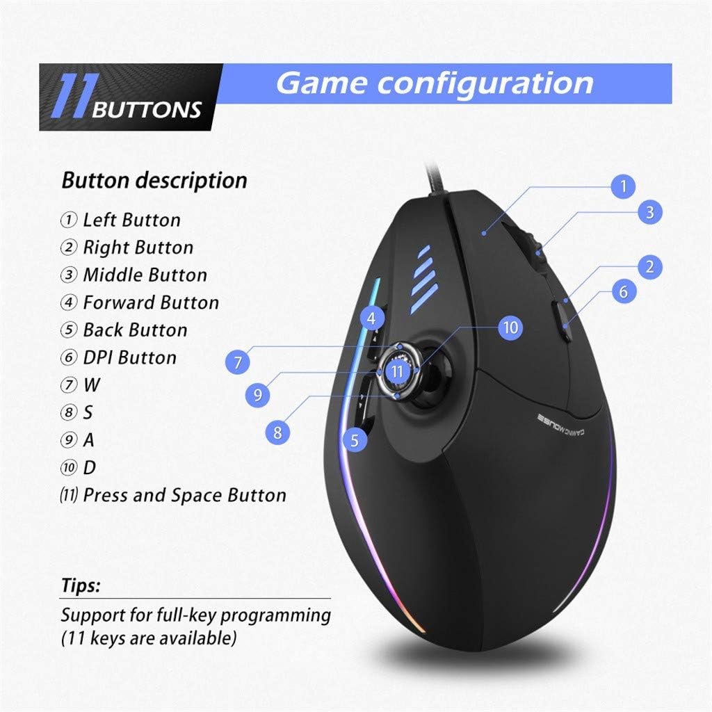 Norvo | Vertikal RGB Gaming Mus med Joystick og 11 Programmerbare Knapper – Kryvos