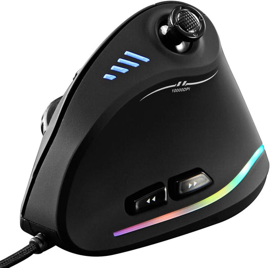 Norvo | Vertikal RGB Gaming Mus med Joystick og 11 Programmerbare Knapper – Kryvos