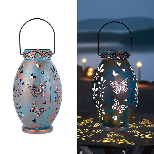 Norvo | Stargarden 2Pack Utendørs Solcellelamper, Utenpåliggende Metallhagebelysning Dekorativ Hengende Solcellelamper, Solcellelamper Utendørs Vanntett For Patio, Gress, Hage (Blå)