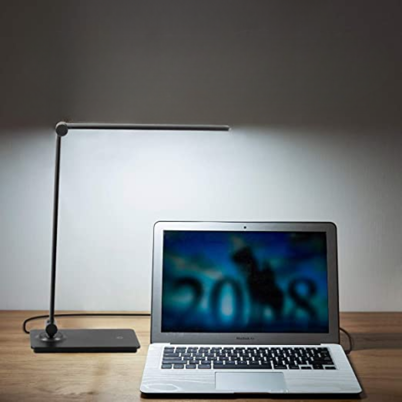 Norvo | LED skrivepultlampe, berøringskontroll skrivepultlampe med 3 lysstyrkenivåer, dimbar skrivebordlampe med justerbar arm, sammenleggbar bordlampe for skrivebord soverom nattbord kontor