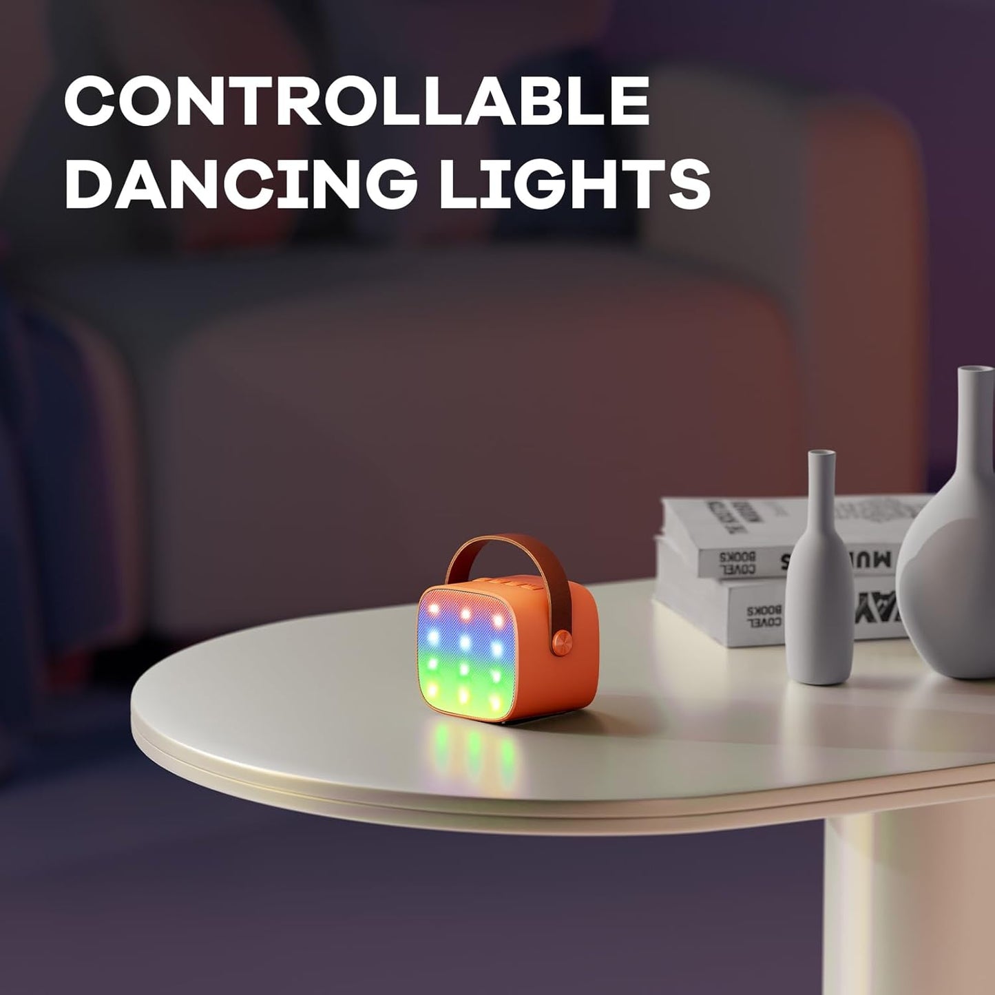 Norvo | Bærbar Mini Karaoke-maskin med Bluetooth-høyttaler og 2 trådløse mikrofoner – Veylo