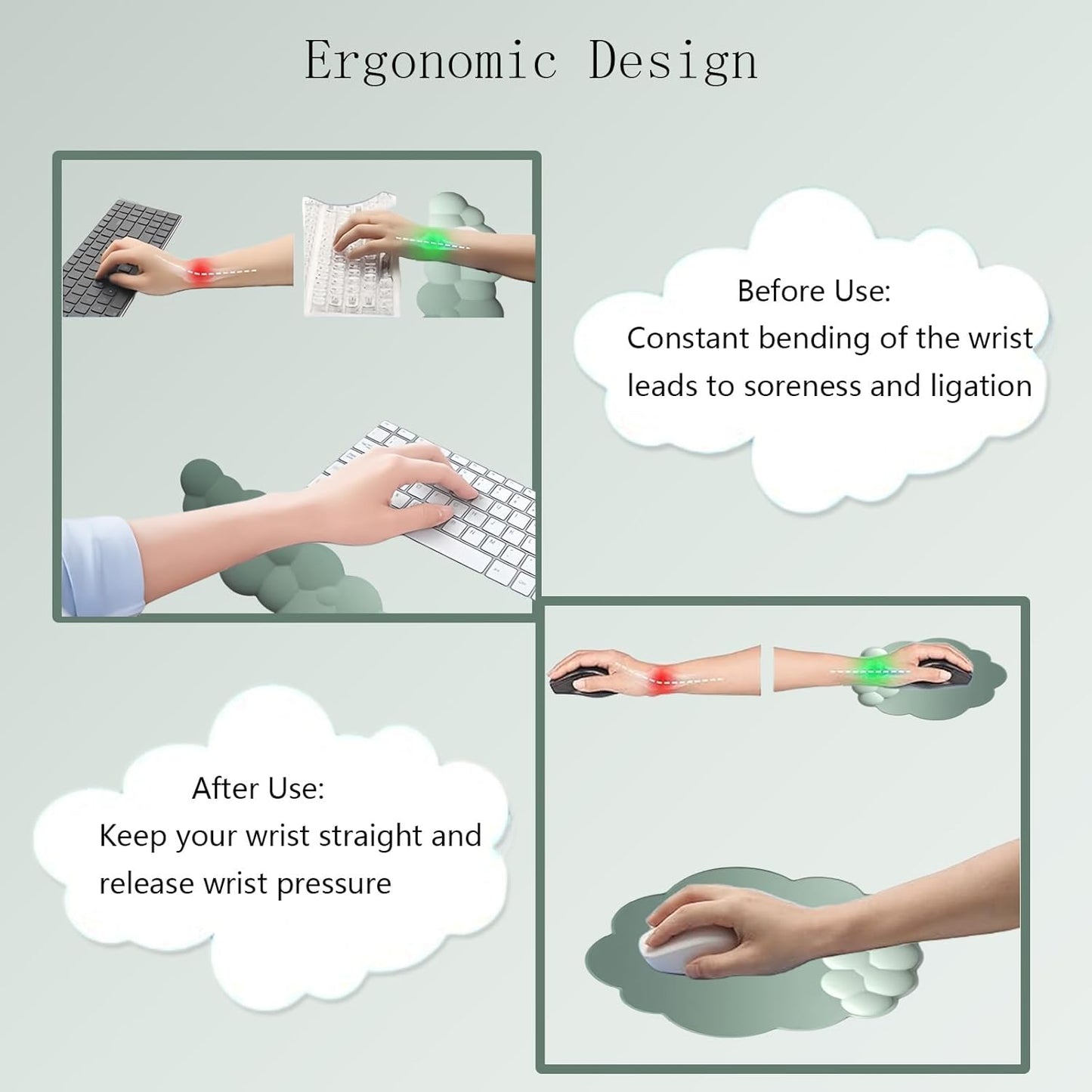 Frendorf | Skyformet Ergonomisk Håndleddstøtte Sett med Musematte & Underlag – Zeyora