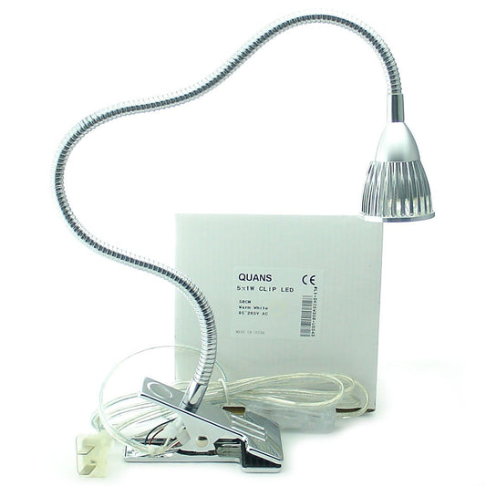 Norvo | Quans 5W Led Skrivebordslampe, Fleksibel Gåsehalser, Varme Hvit, Klype Lys For Lesing & Sying