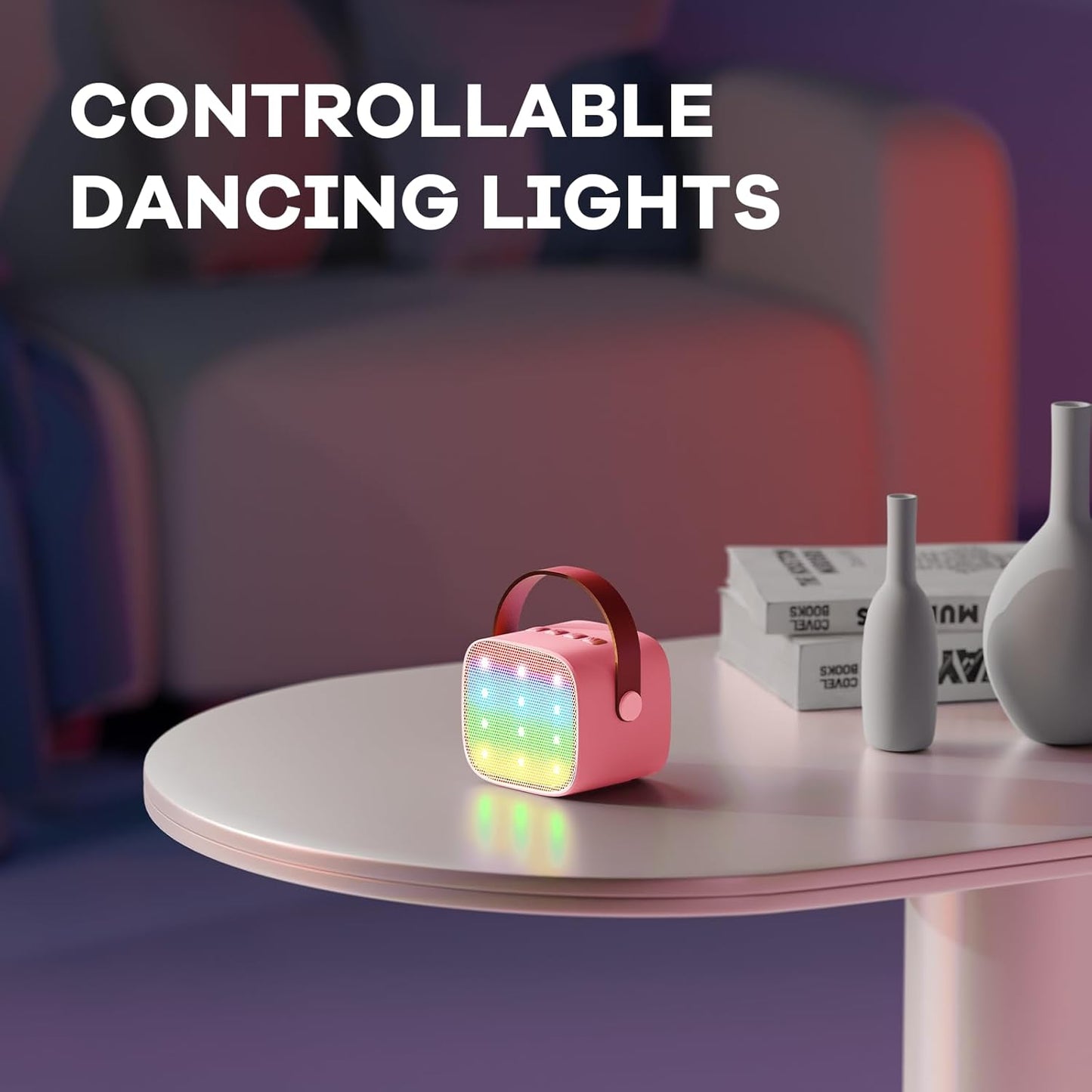 Norvo | Bærbar Mini Karaoke-maskin med Bluetooth-høyttaler og 2 trådløse mikrofoner – Veylo