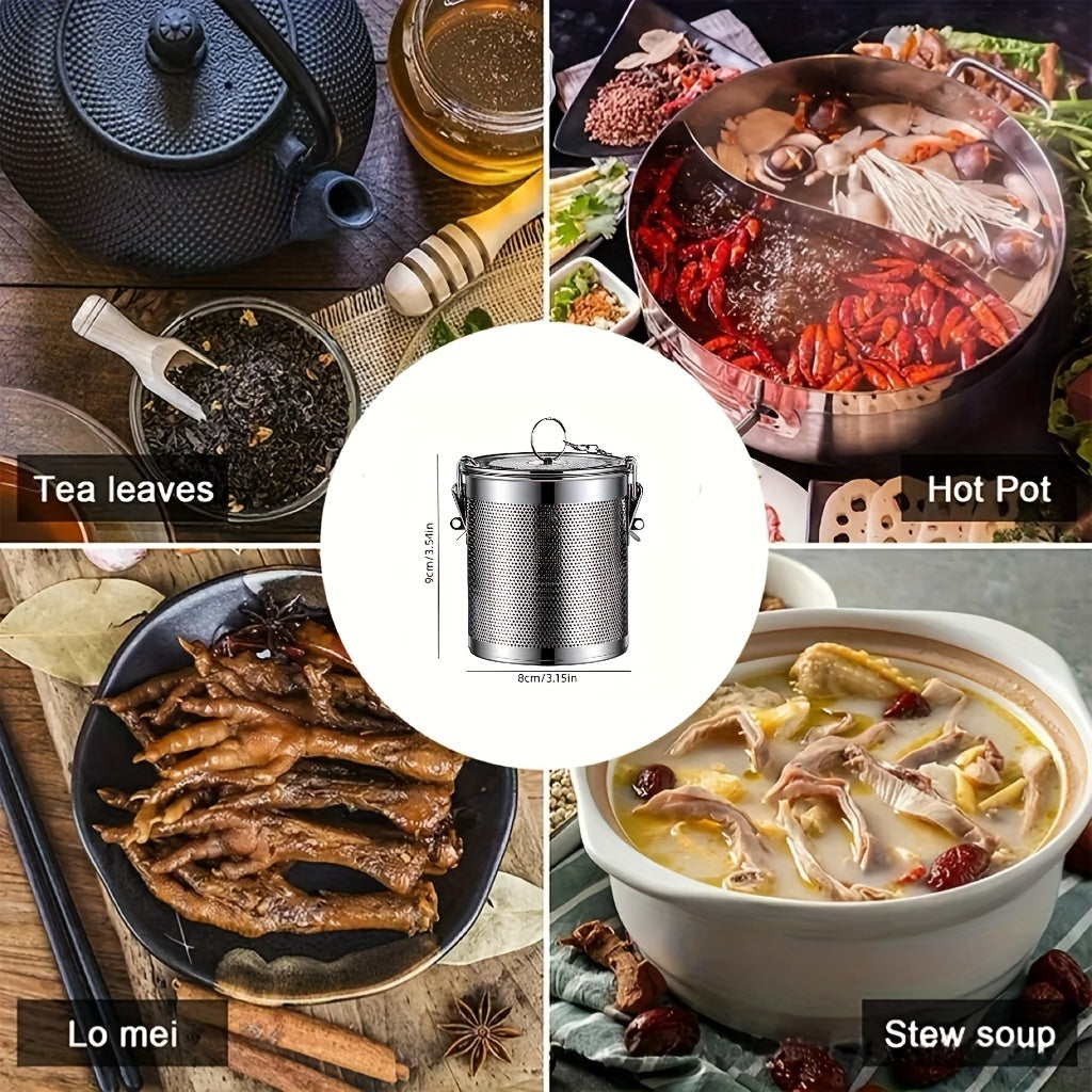 Norvo | Rustfritt stål krydder-infuser – Gjenbrukbart fint nett filter med forlenget kjede for løs te, urter og krydder – Ideell til matlaging, brygging og på kjøkkenet