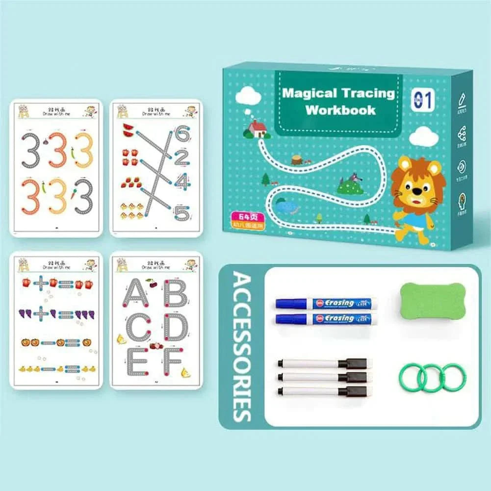 Norvo | MagicBook – Kreativ lærebok for barn for å fremme alfabet, tall og former uten skjerm