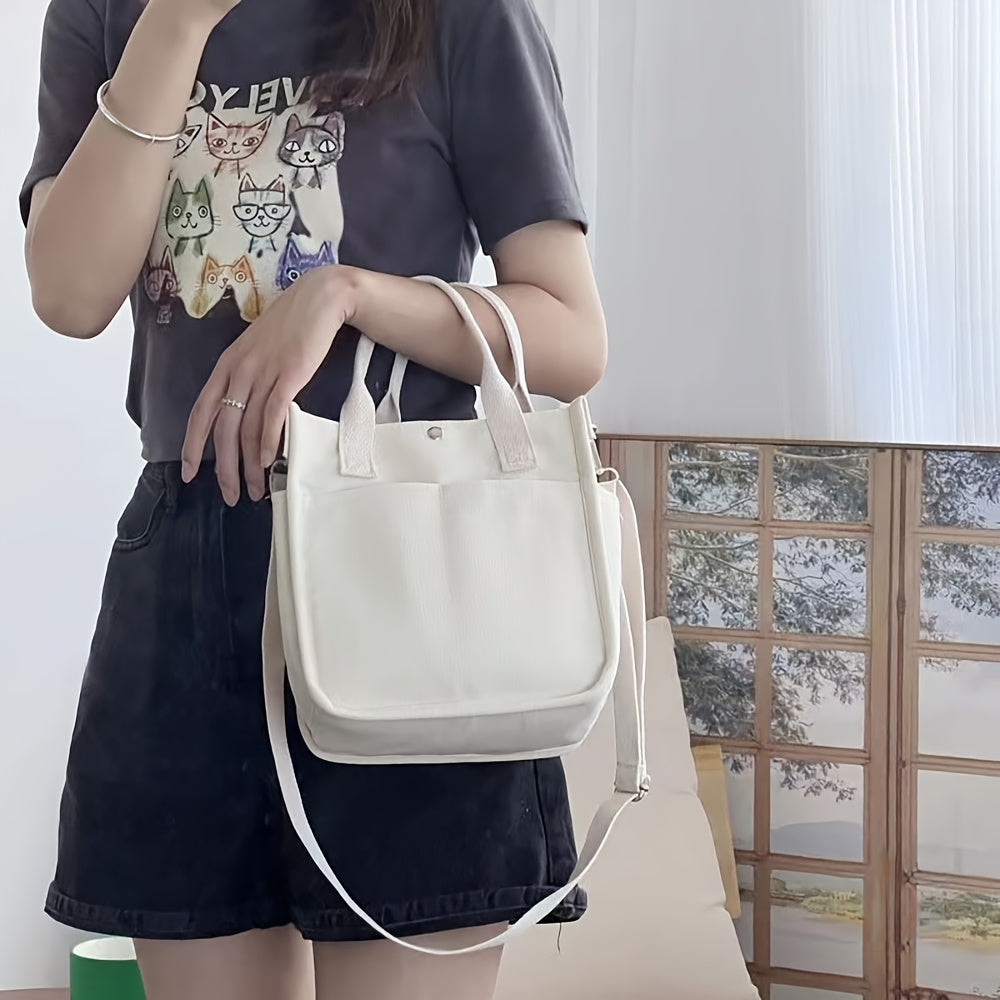Norvo | UrbanEase Canvas Slingbag – Hvit skulderveske med magnetlås og justerbar stropp