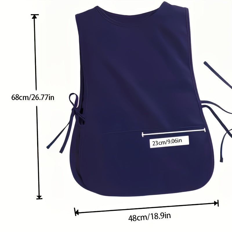 Norvo | Vest-stil side-bundet forkle med lommer – Polyester, 68cm lengde x 48cm bredde, Ideell for kjøkken og spisestue bruk