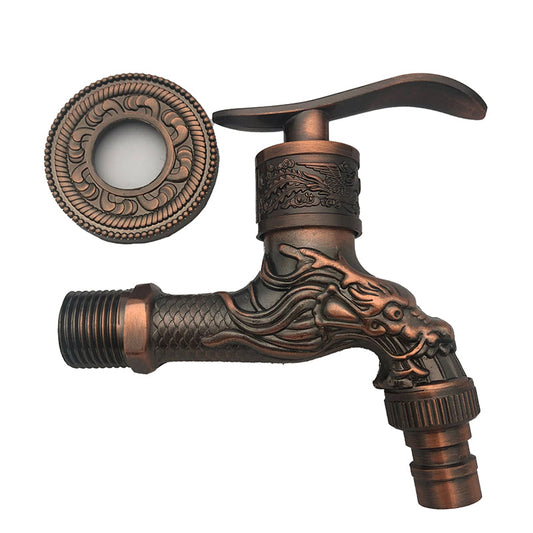 Norvo | Vintage Classic Faucet Water Lock Single Handle Dragon Engraving Wall Mounted Faucet