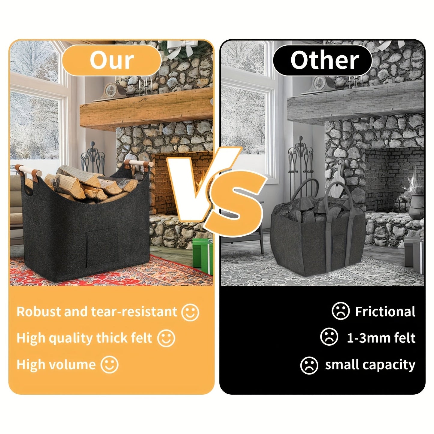 Norvo | Feldura Faltbar Filttre Holder 55 liter med Trehåndtak og Lærdetaljer, Mørk Grå