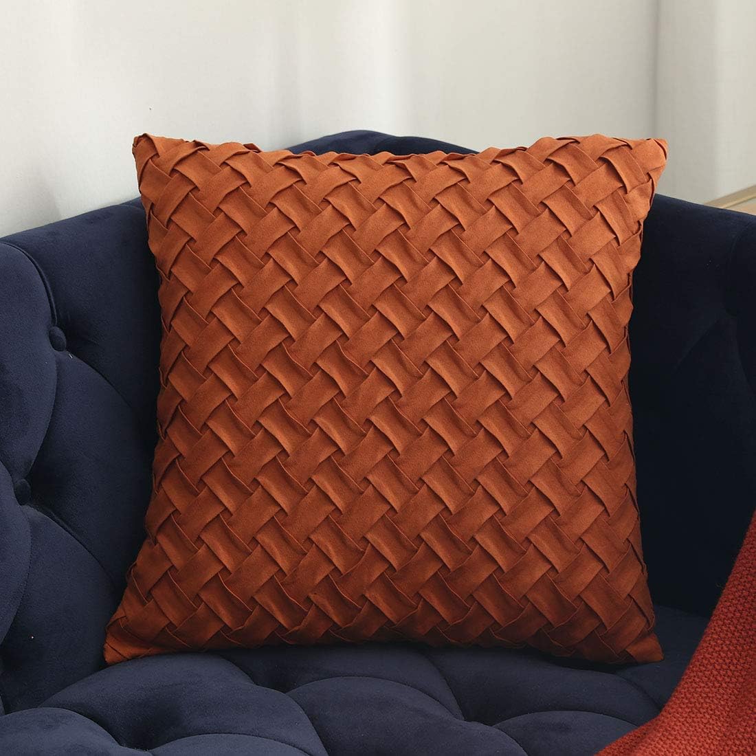 Norvo | Solid gul, brun og mørkerød faux suede putevar