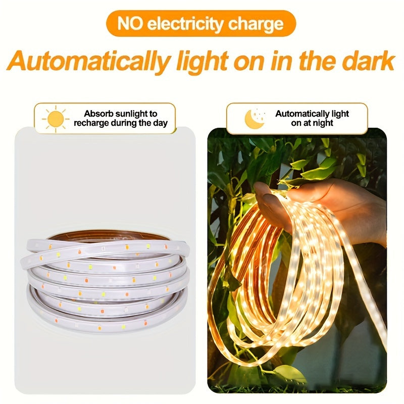 Norvo | Solvara Fleksibel Solenergi LED Lysrør med Fjernkontroll | Kreativ Utendørs Belysning | Energisparende og Værbestandig