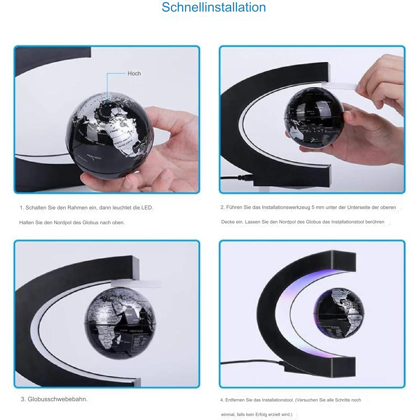 Norvo | AstroGlobe LED Verdens Globe – Flytende Globe Lampe med Magnetisk Oppheng