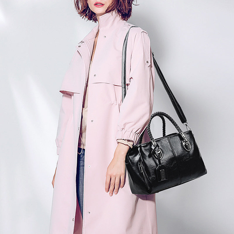 Norvo | Nye vesker laget av oljevoks lær Boston, stor tote bag laget av mykt lær