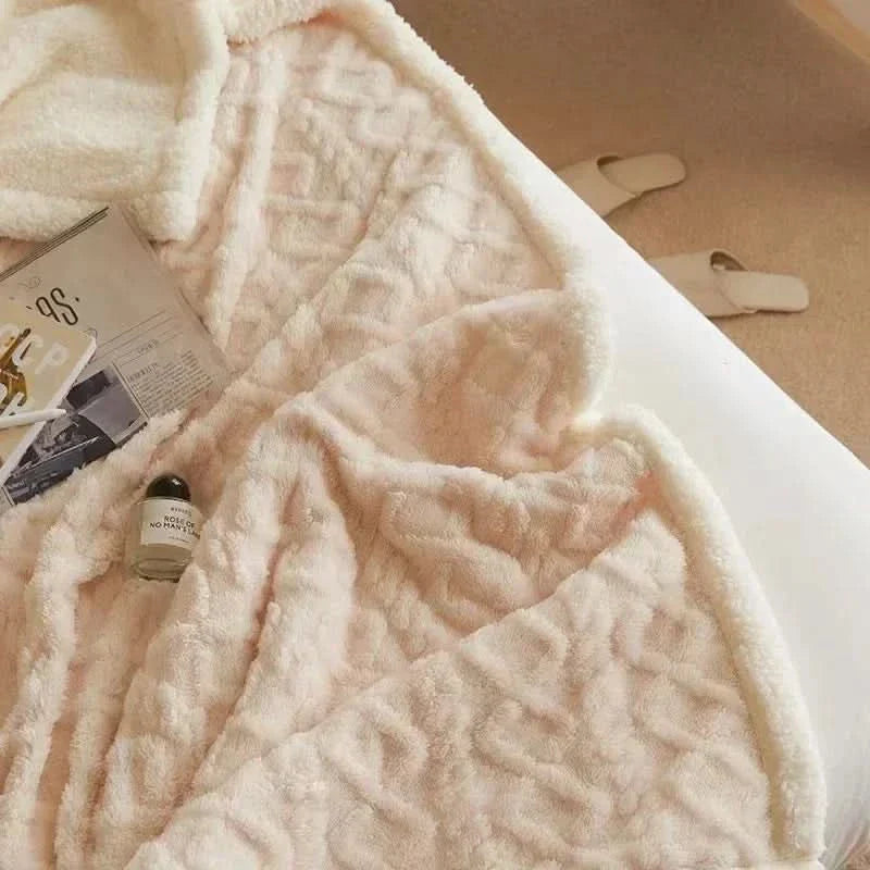 Norvo | Tykk lammeull fleece vinterteppe mykt varmt kast