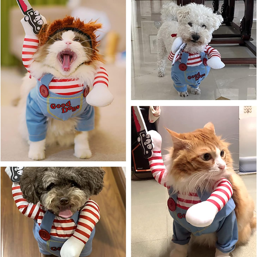 Chucky Kjæledyr Halloween Kostyme – Forsterk Kjæledyrets Lekne Personlighet Norvo