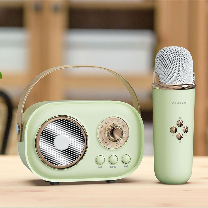 Mini Karaoke-maskin og Bluetooth-høyttaler med trådløs mikrofon