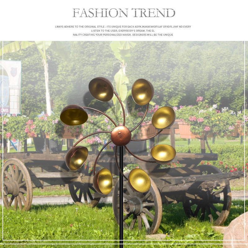 Norvo | Dekorativ Hagevindmølle med Metallblomster – Fargerik Vindklokke for Utendørs Bruk